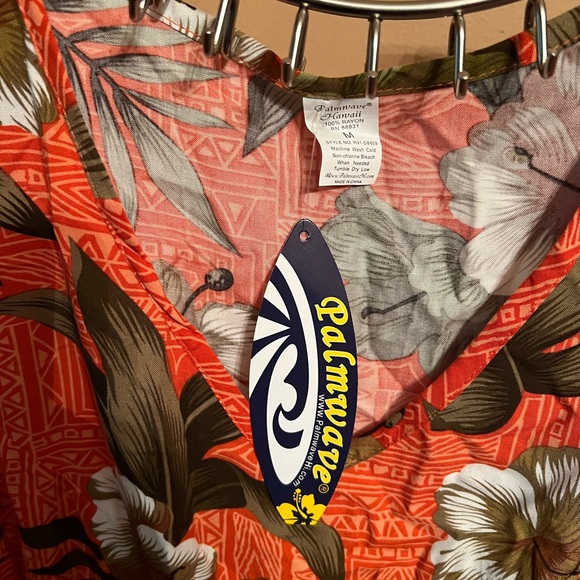 New Palmwave Hawaii Womens Size M Hawaiian Dress Waist Tie Orange Floral Mini - Picture 4 of 4